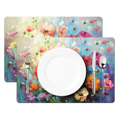 Bloemen - Kleurrijk - Waterverf - Natuur - Zomer Placemat vinyl groot -zzsfeer2_Kitchenyeah-website