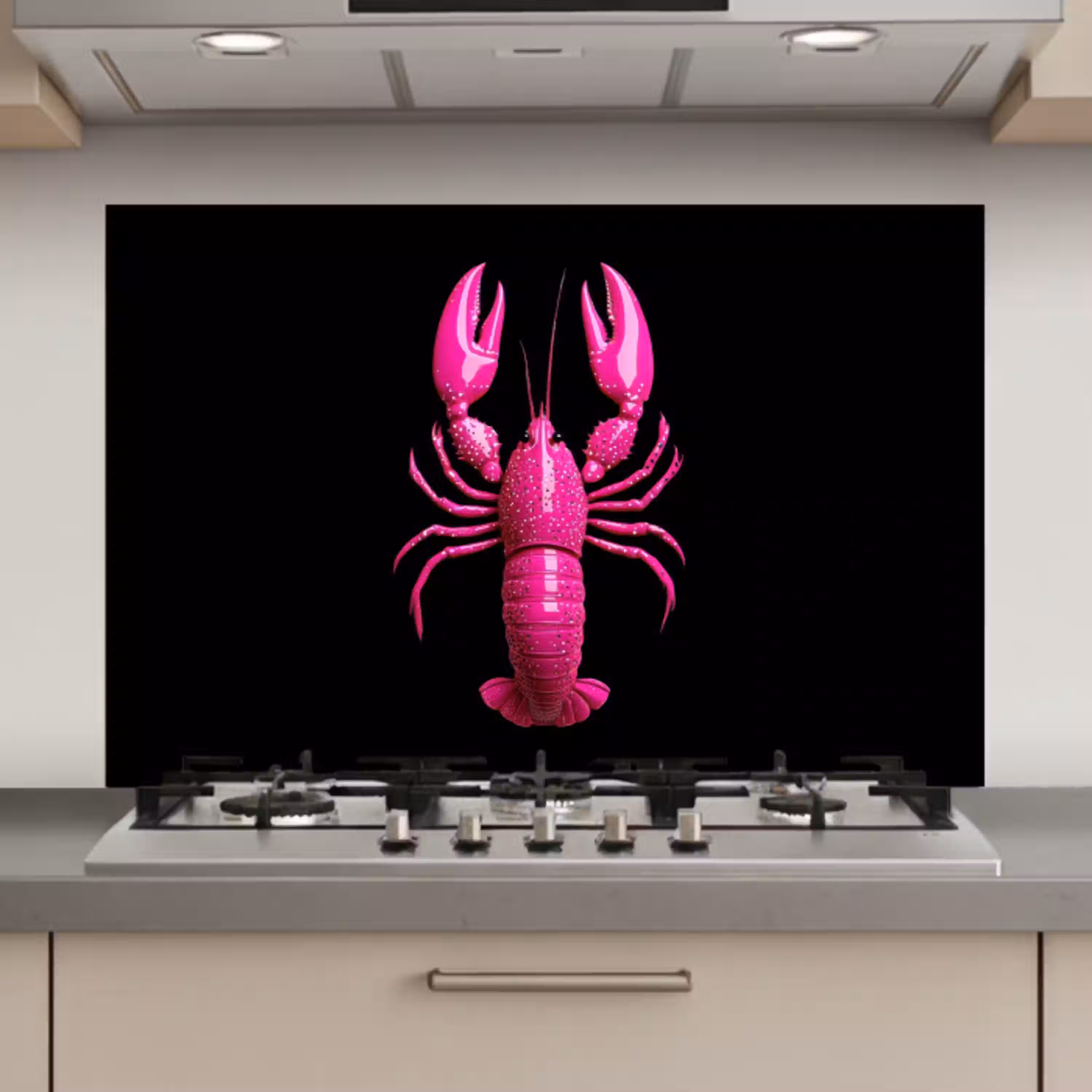 Kreeft - Felroze - Stippen - Opvallend keuken achterwand spatscherm klein -3d_website