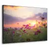 Bloemen - Roze - Zonsondergang - Natuur - Weide - Horizon Textielframe zwart klein -3d