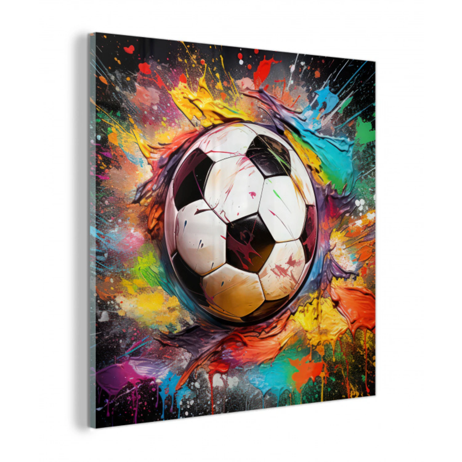 Voetbal - Verf - Kleuren - Zwart - Wit plexiglas 5mm klein -z3d