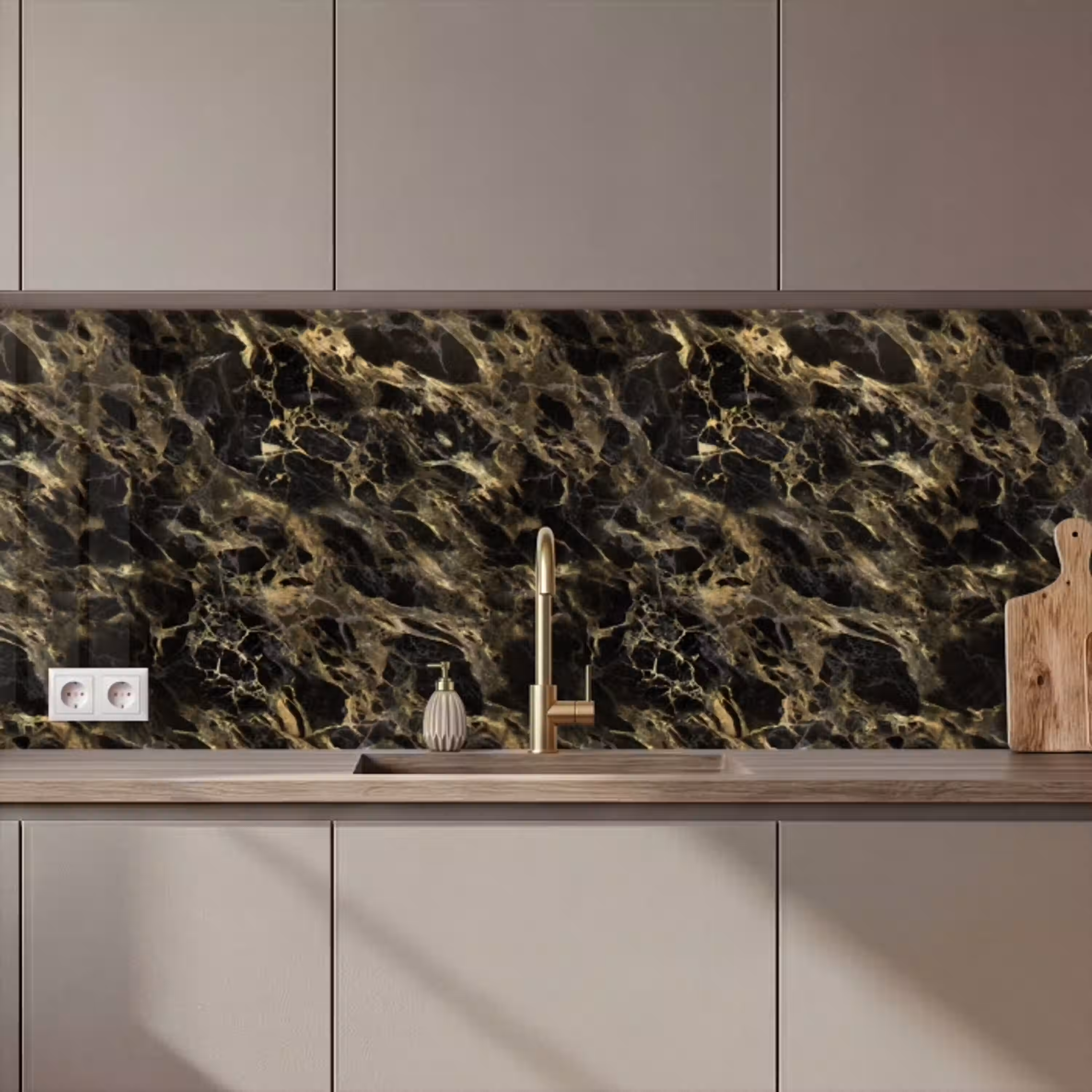 Kristal - Goud - Zwart - Marmer keuken achterwand 2 middel 871 zz_3dshopping