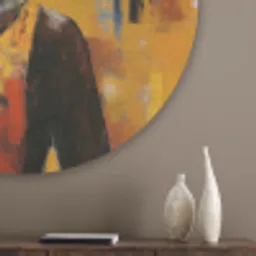 Vrouw - Ogen - Penseelstreken - Geel Akoestische PET Vilt - Rond klein -sfeer5_closeup