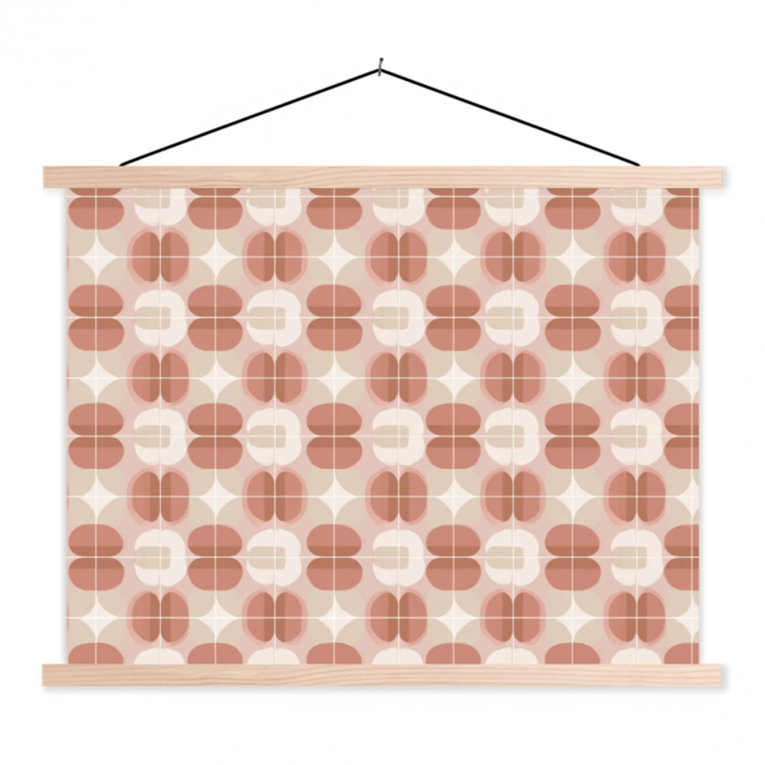 Retro - Klassiek - Roze textielposter latten blank klein 122 -3d