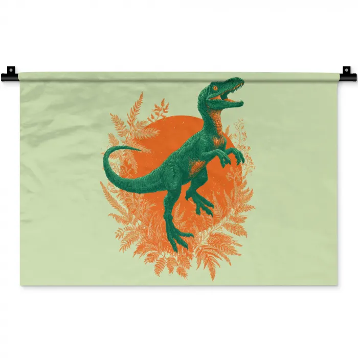 Dinosaurus - Groen - Planten - Cirkel Wandkleed katoen klein -zz3d