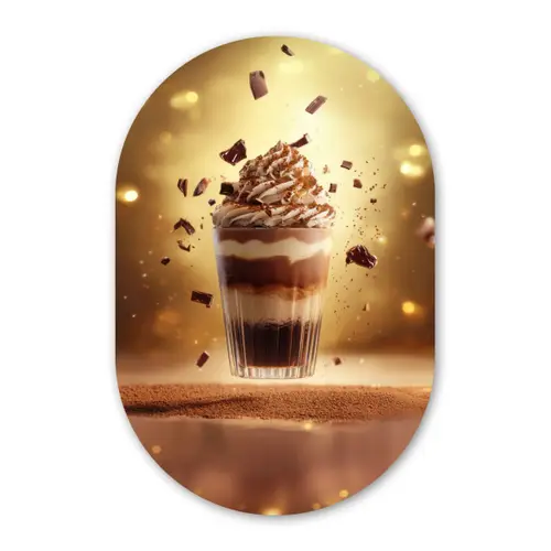 Dessert - Chocolade - Zoet - Eten Wandcirkel Ovaal Glas middel -3d