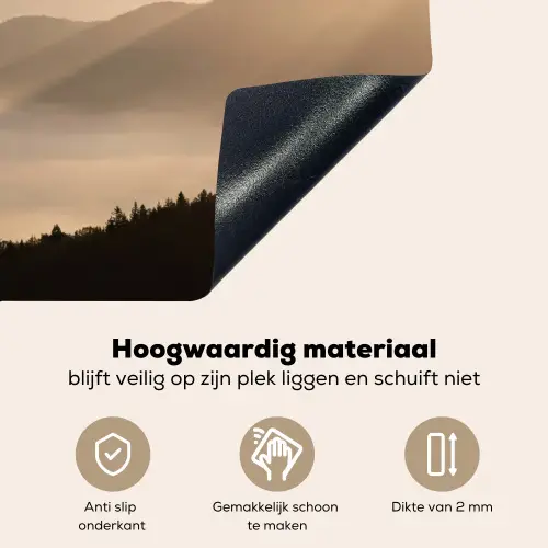 Bergen - Mist - Zonnestralen Inductie beschemer met haakjes klein -ky-onderkant-nl