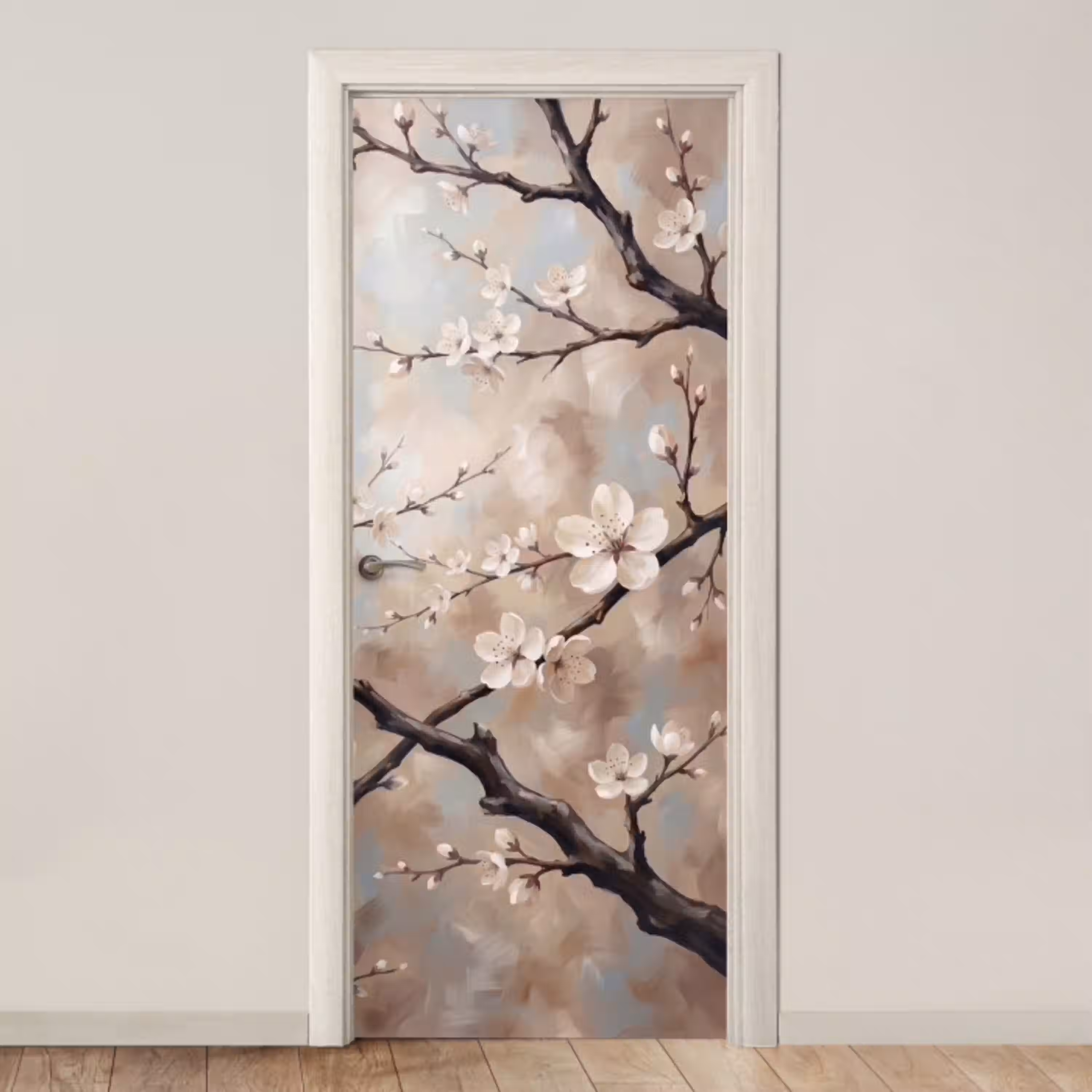 Bloesem - Takken - Schilderij - Beige - Serene deurposter klein -3d_beige