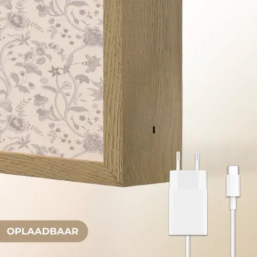 Patroon - Bloemen - Paars Light Box met batterij (Wandlamp) middel 907 -USP_websiteoplaadbaarNL