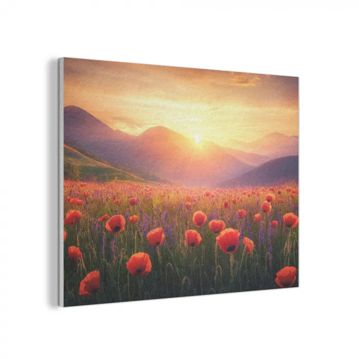 Landschap - Zonsondergang - Bloemenveld PET vilt klein -3d