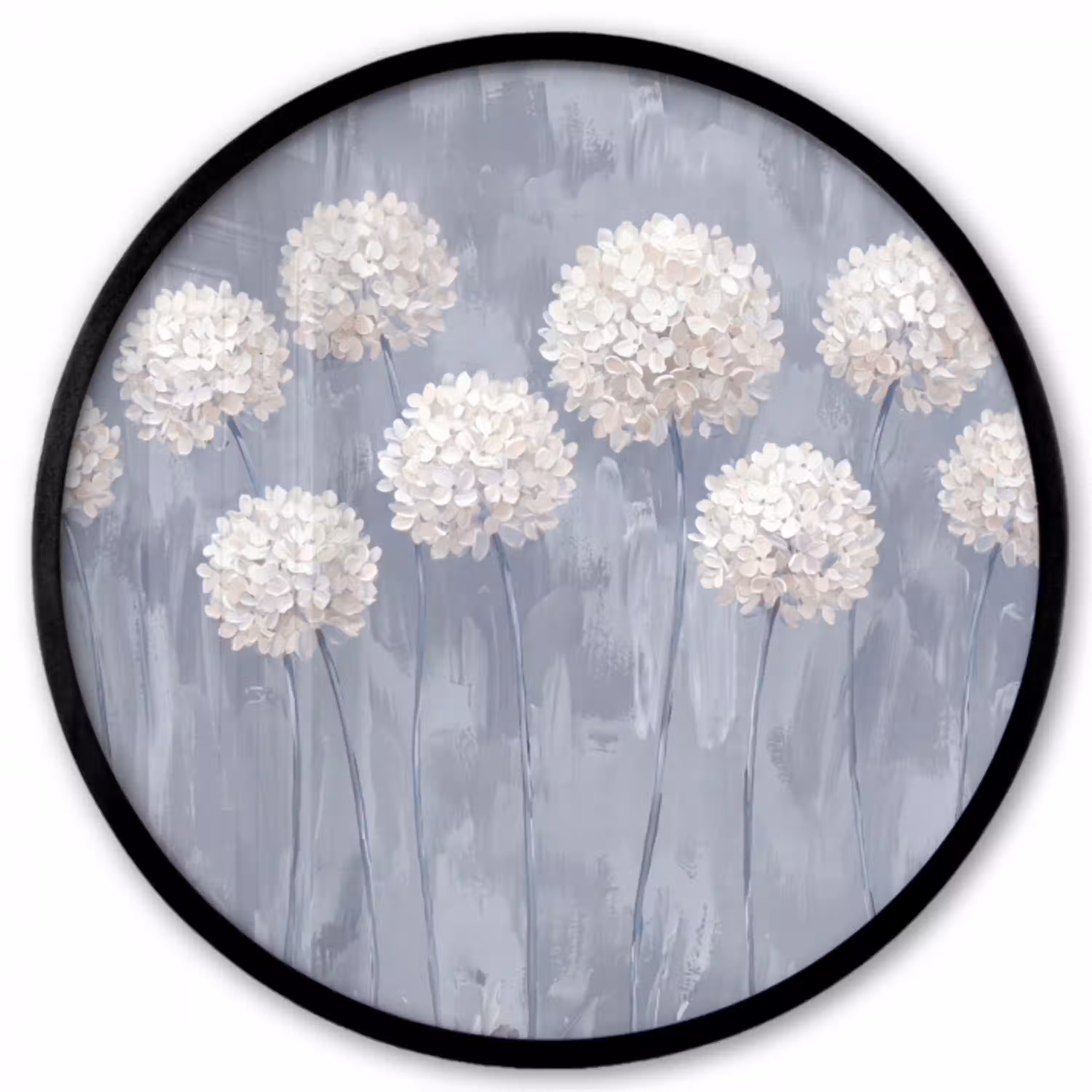 Bloemen - Illustratie - Blauw Fotolijst rond zonder passe partout klein -3d