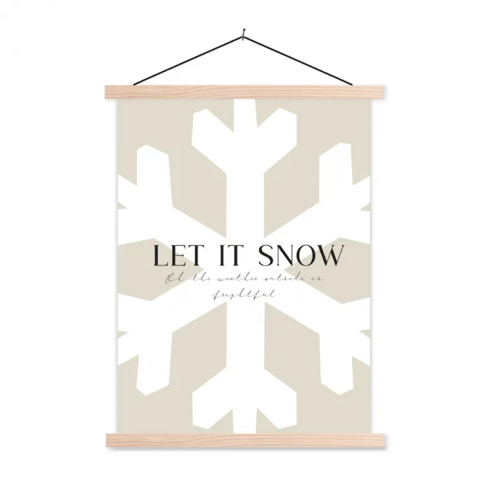 Sneeuw - Japandi - Winter - Decoratie textielposter latten blank klein -3d