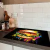 Hamburger - Graffiti - Verf - Kleurrijk - Eten - Abstract Inductie beschermer vinyl 3mm klein -sfeer3