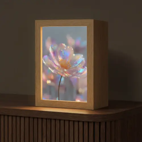 Bloem - Transparant - Pastelkleuren - Druppels Light Box met kabel (Tafellamp) klein -z3d_website