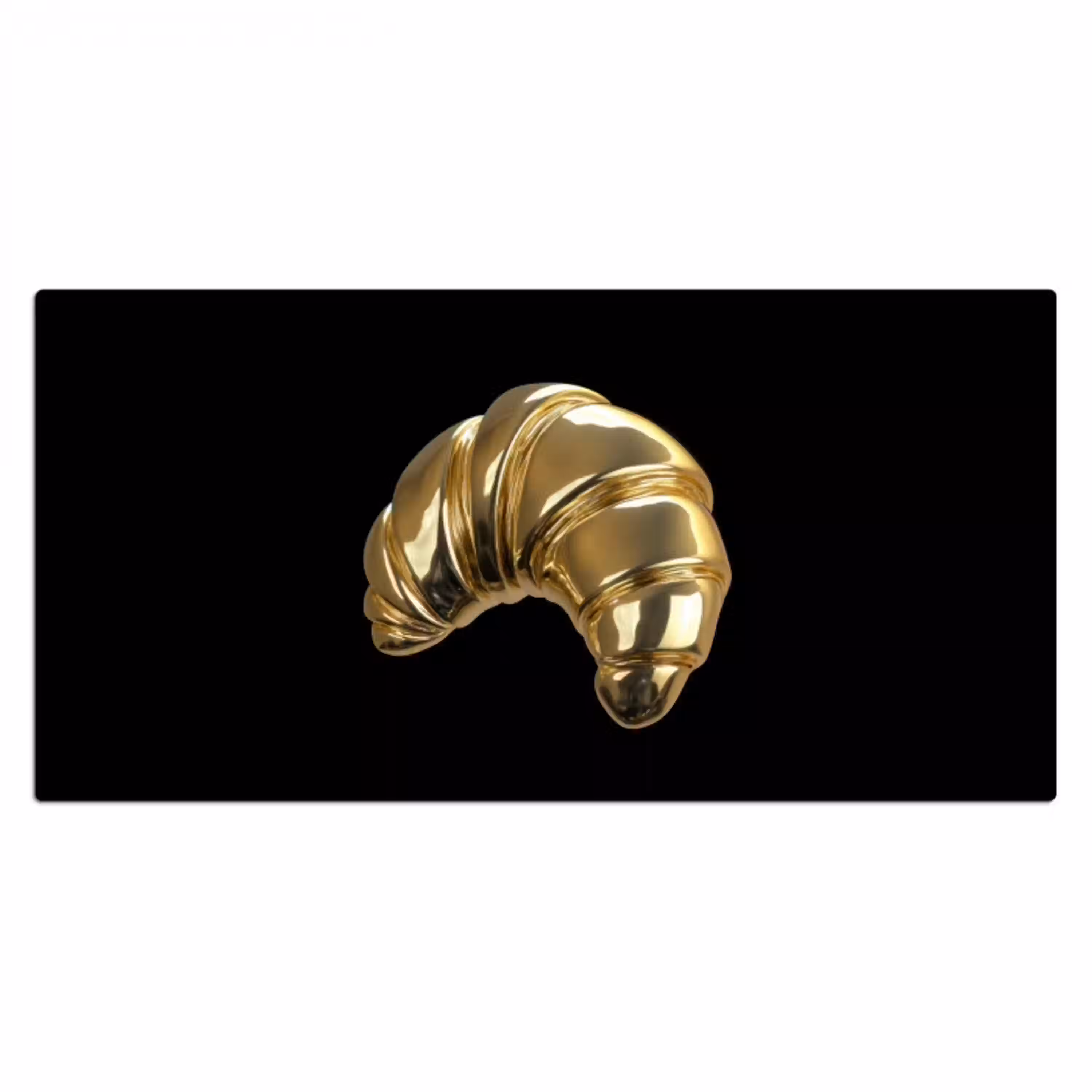 Croissant - Brood - Goud - Zwart Muismat XXL klein -3d_leeg