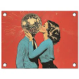 Vrouw - Retro - Discobal - Kus tuinposter los doek klein -3d