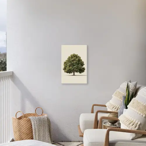 Eikenboom - Groen - Lichte achtergrond Tuinposter op houten frame 2 cm dik klein -sfeer1