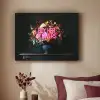 Quote - Bloemen - Vaas - Neon Textielframe zwart klein -sfeer1