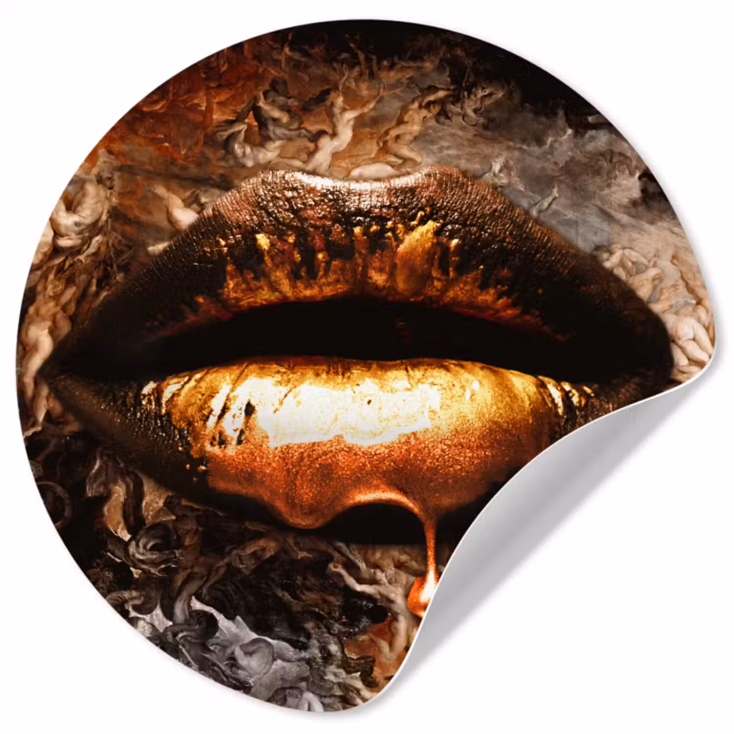 Behangcirkel - Goud - Lippen - Kunst - Goud - Luxe - Abstract