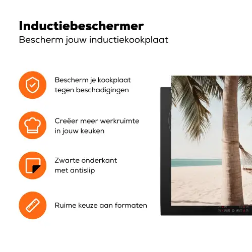 Hangmat - Palmbomen - Strand - Zee Inductie beschermer vinyl 3mm klein -zzzzzzz-td-ups