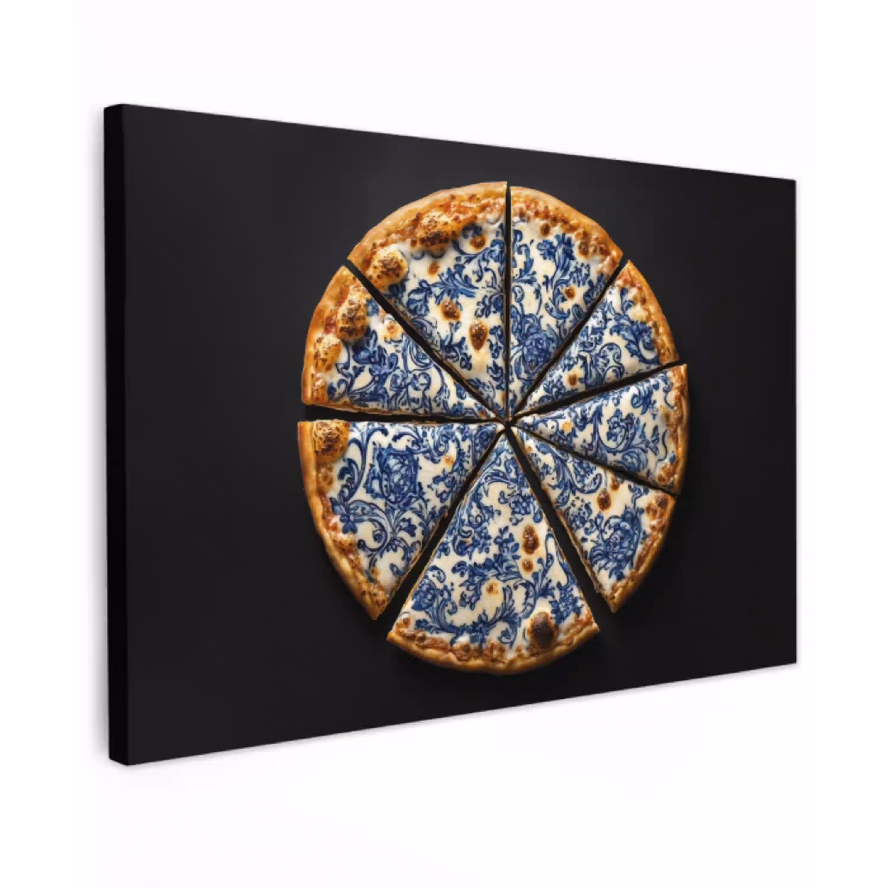 Pizza - Eten - Delftsblauw canvas 2cm klein -z3d