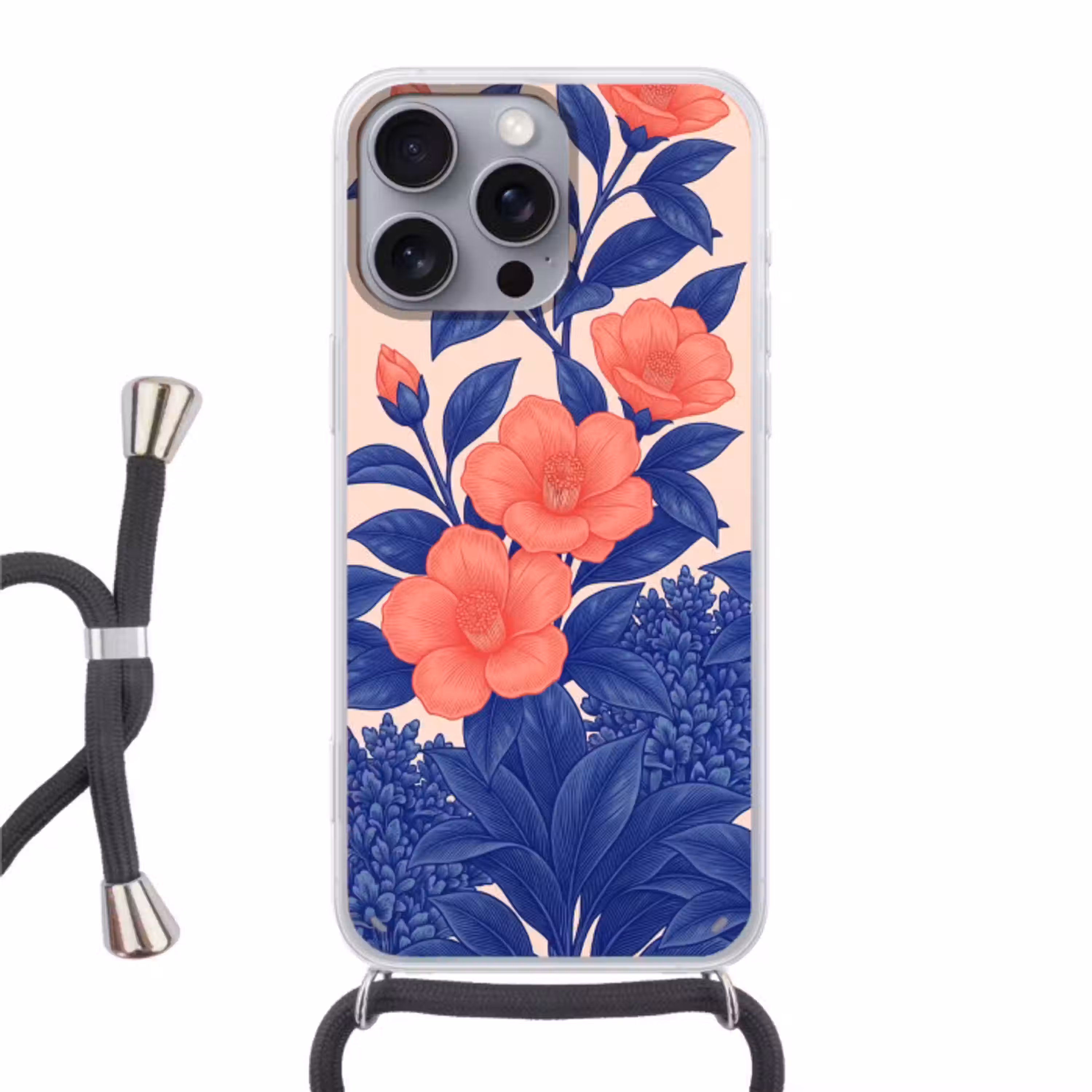 Bloemen - Bladeren - Botanisch Hoesje iPhone 16 Pro Max met koord klein -3d