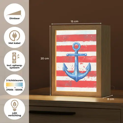 Anker - Verfspatten - Rood - Blauw Light Box met kabel (Tafellamp) klein -USP_NL