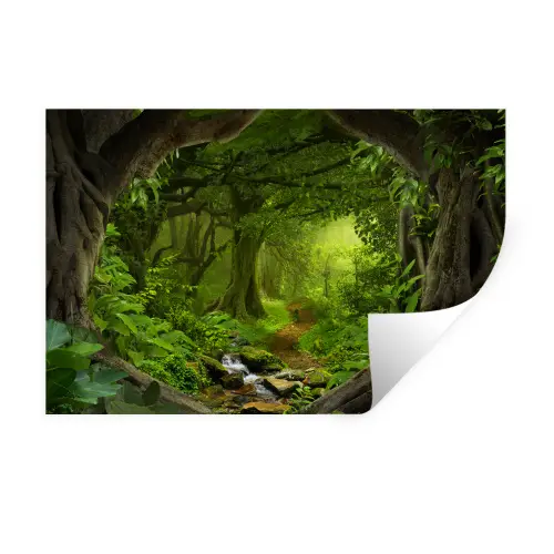 Jungle - Groen - Natuur - Tropisch - Planten Muursticker klein -3d