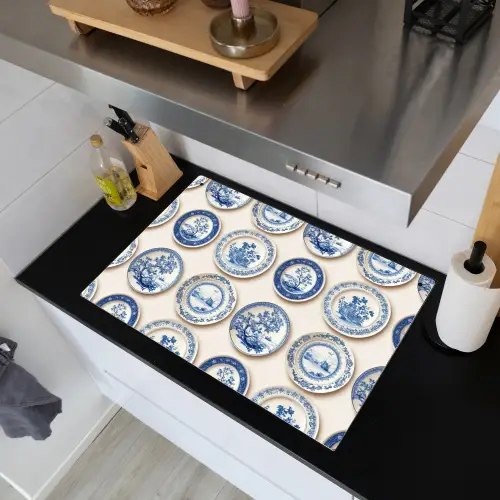 Borden - Bomen - Planten - Blauw Inductie beschemer met haakjes klein 777 -sfeer1