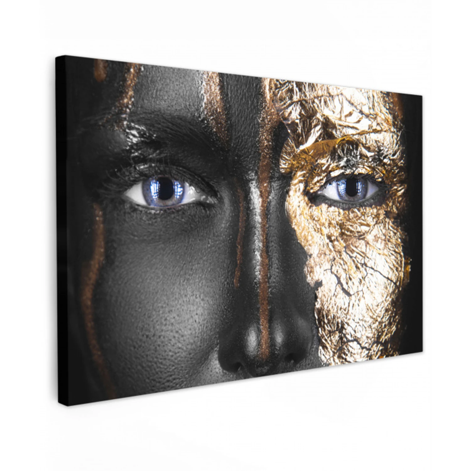 Vrouw - Bladgoud - Zwart - Goud - Luxe canvas 2cm klein -z3d
