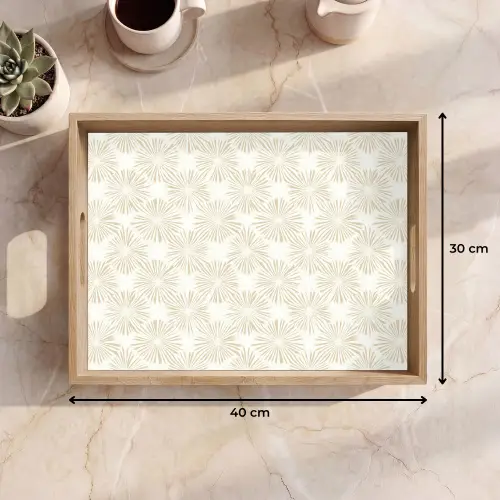 Abstract - Motief - Beige Dienblad Rechthoek middel 911 -USP_Formaat