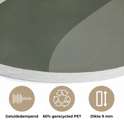 Japandi - Groen - Abstract - Modern Akoestische PET Vilt - Rond klein -closeup_NL