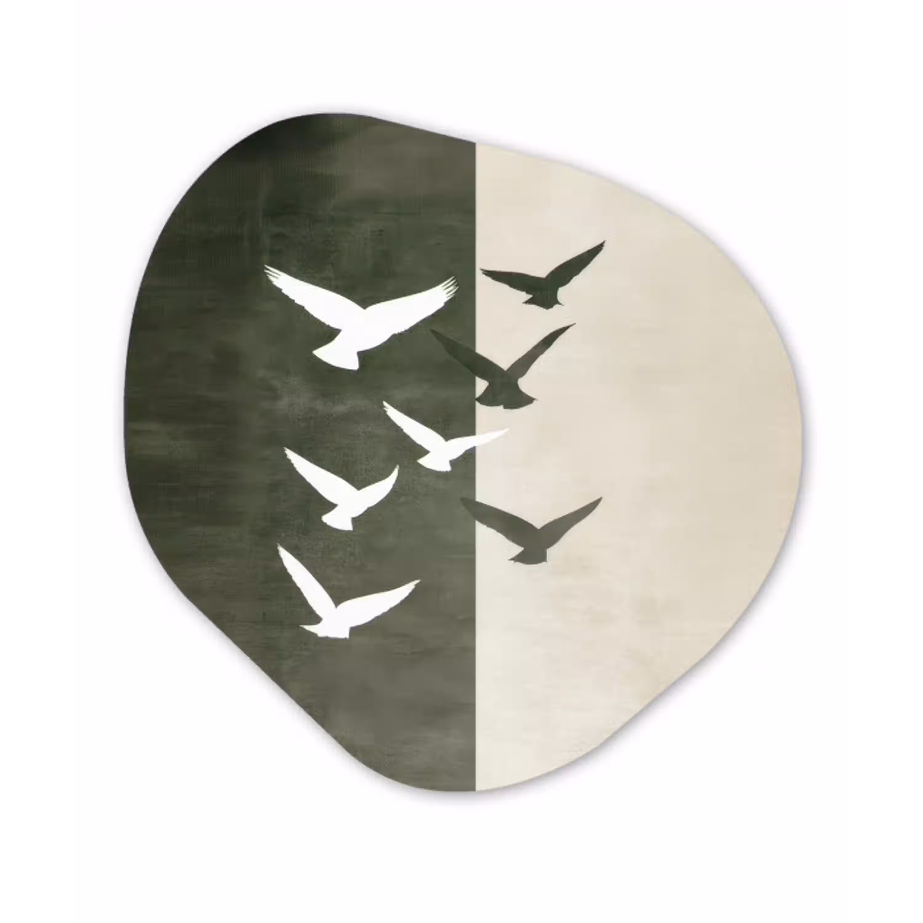 Japandi - Vogel - Groen Wandcirkel Organisch Forex 3mm klein -3d