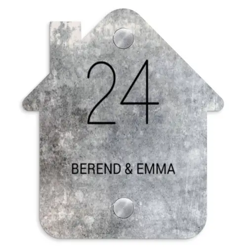 Beton - Klassiek Naambord Huisje klein -3d