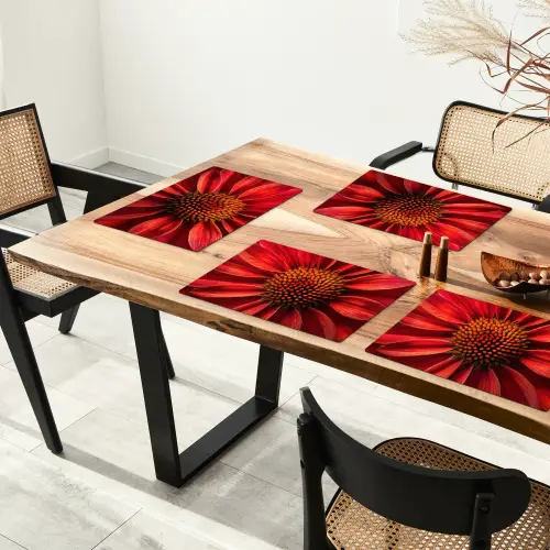 Close up - Bloem- Rood Placemat vinyl groot -zzsfeer4_Kitchenyeah-website