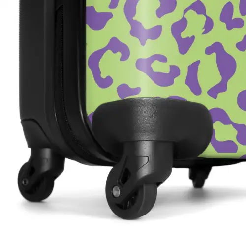 Dierenprints - Panterprint koffer in paars en groen NBS - Handbagage koffer - Unisex middel -wiel