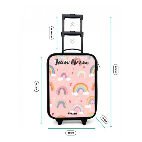 Regenboog - Patroon - Pastel Kinderkoffer - Zwart klein -productfoto_formaten