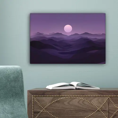 Heuvels - Paars - Mist - Zon canvas 2cm klein -sfeer4