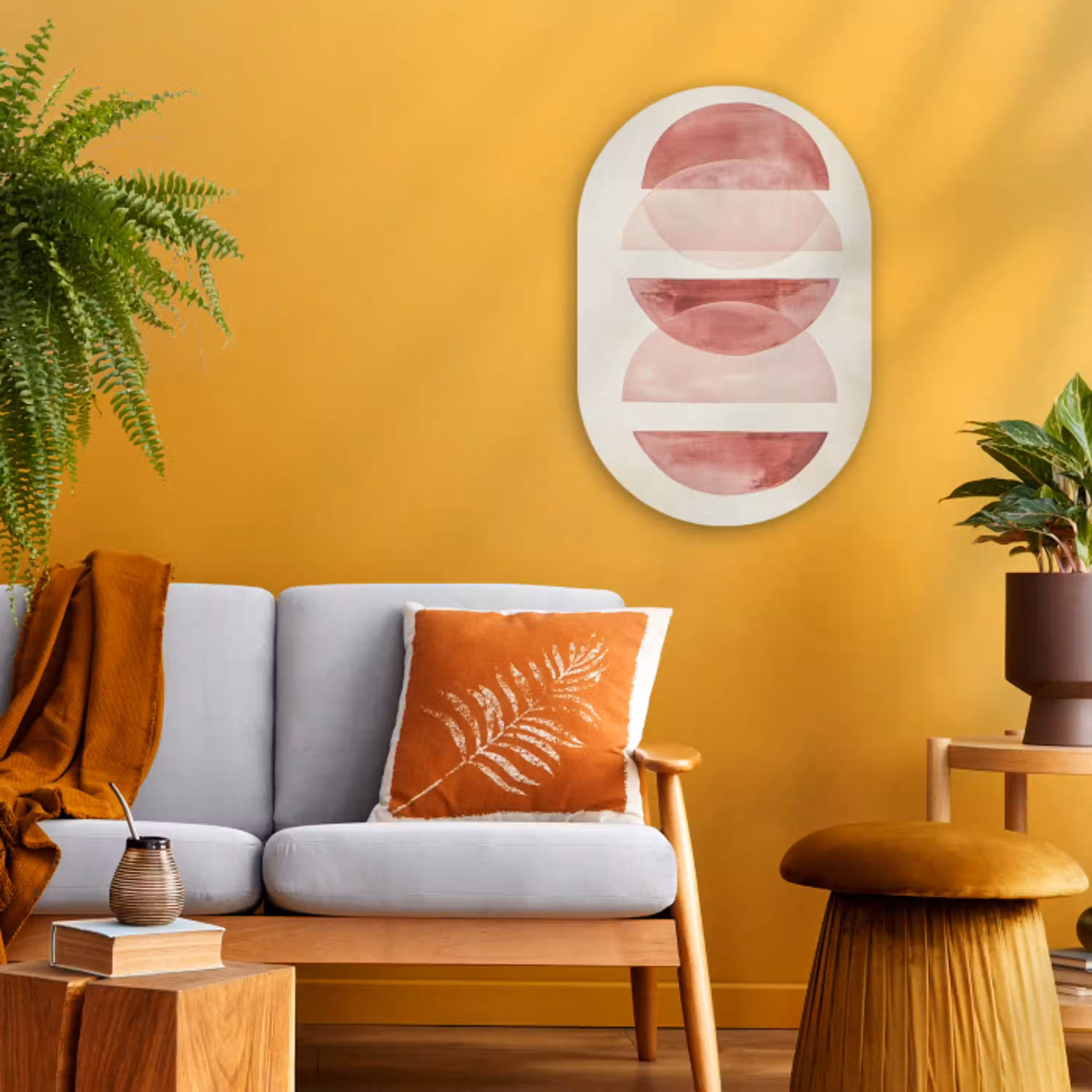 Minimalistisch - Cirkels - Roze Wandcirkel Ovaal Forex klein -sfeer4
