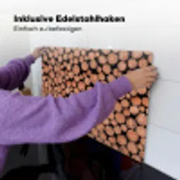 Houtblokken - Textuur - Patroon - Bruin - Rustiek Inductie beschemer met haakjes klein -ky-ophangen-de