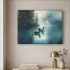 Bos - Water - Eenden - Mistig Textielframe zwart klein -sfeer2