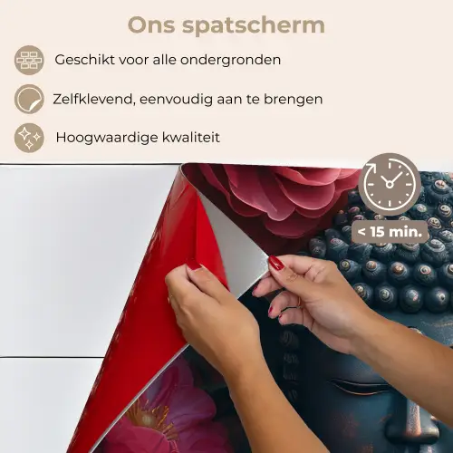 Boeddha - Bloemen - Buddha - Beeld - Kunst keuken achterwand spatscherm klein -spatscherm_NL