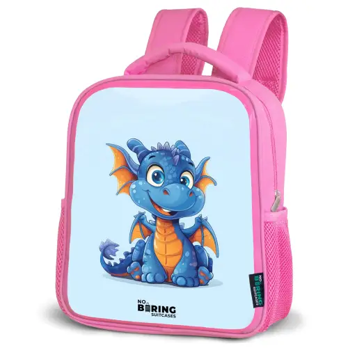 Dinky draakje Kinderrugzak - Roze middel -schuin