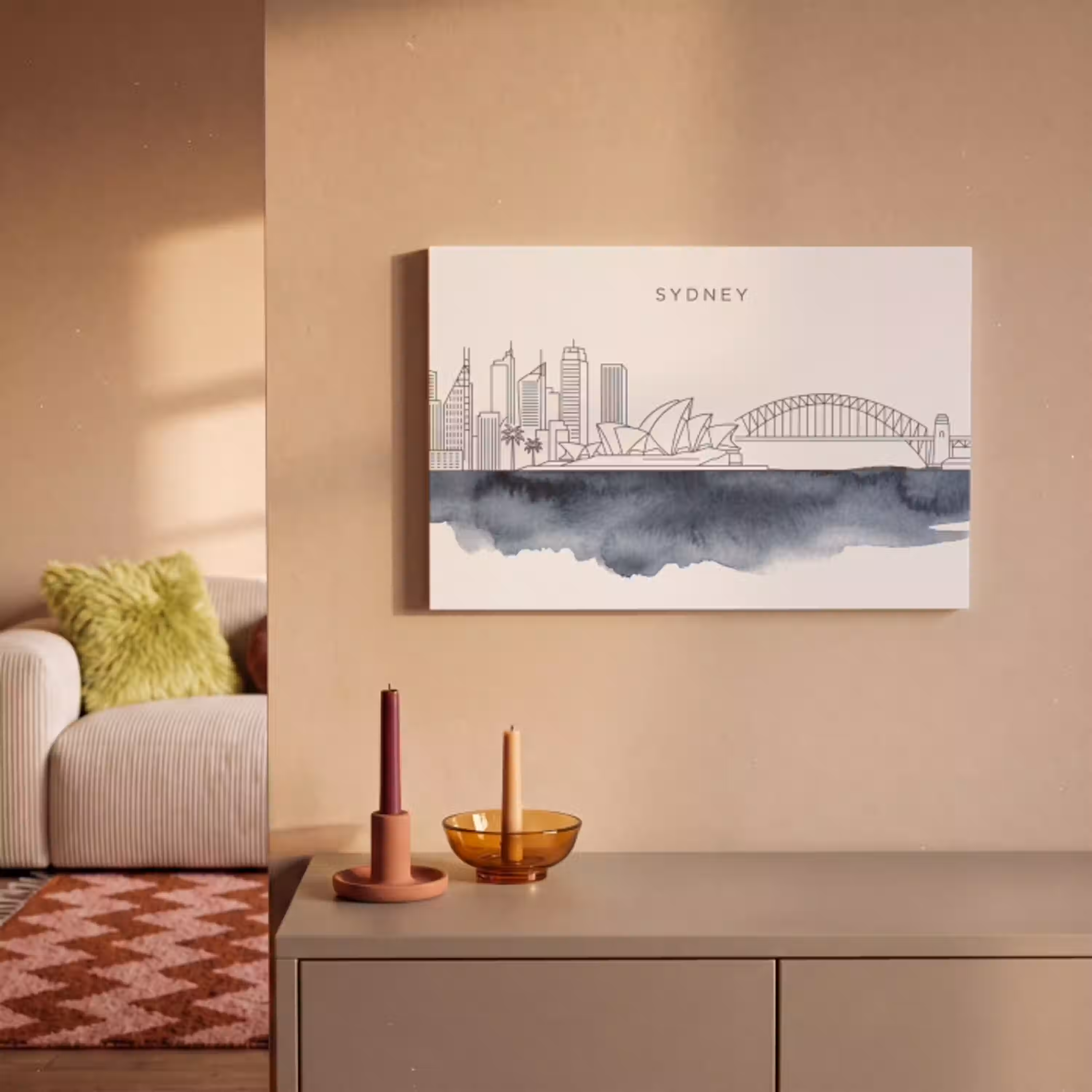 Stad - Skyline - Architectuur - Minimalistisch - Blauw canvas 2cm klein -sfeer1