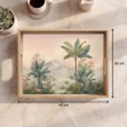 Tropisch landschap - palmbomen - Bloemen - Roze lucht Dienblad Rechthoek middel -USP_Formaat