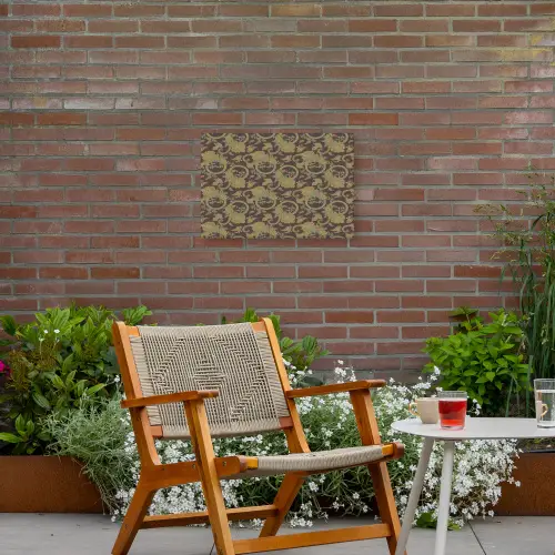 Bruin - Groen - Bloemen Tuinposter op houten frame 2 cm dik klein 845 -sfeer3