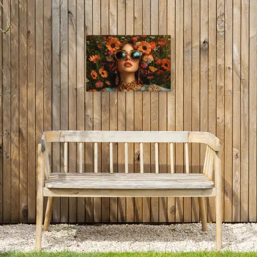 Vrouwen - Bloemen - Modern - Bril - Abstract Tuinposter op houten frame 2 cm dik klein -sfeer4