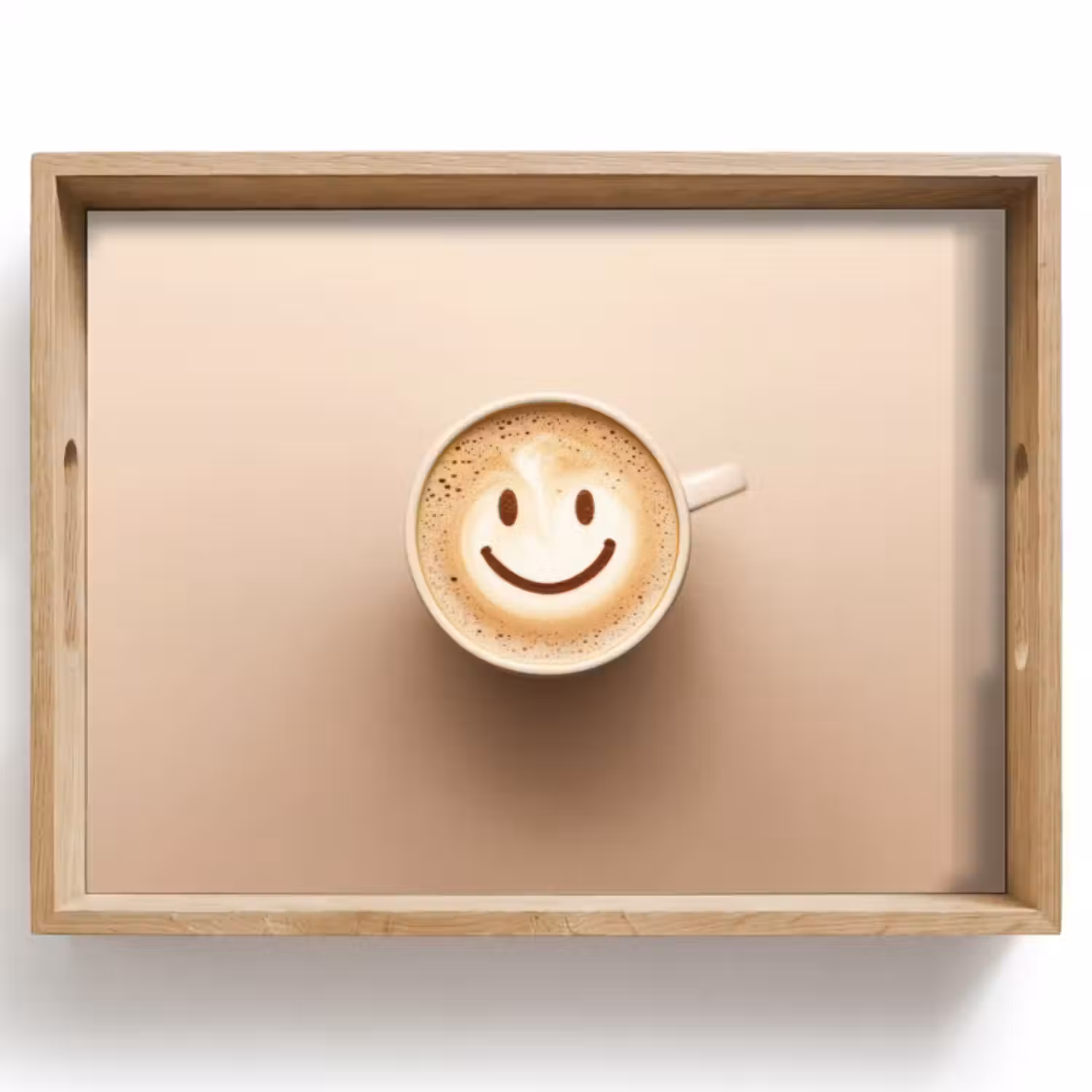 Dienblad - Koffie - Melkschuim - Lach - Beige