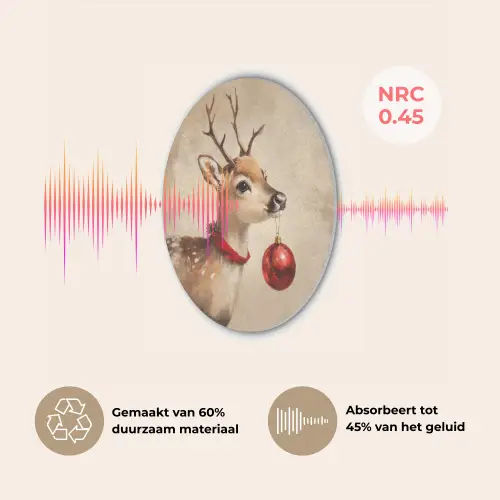 Kerst - Hert - Gewei - Kerstbal - Rendier Akoestische PET Vilt - Rond klein -USP_NL