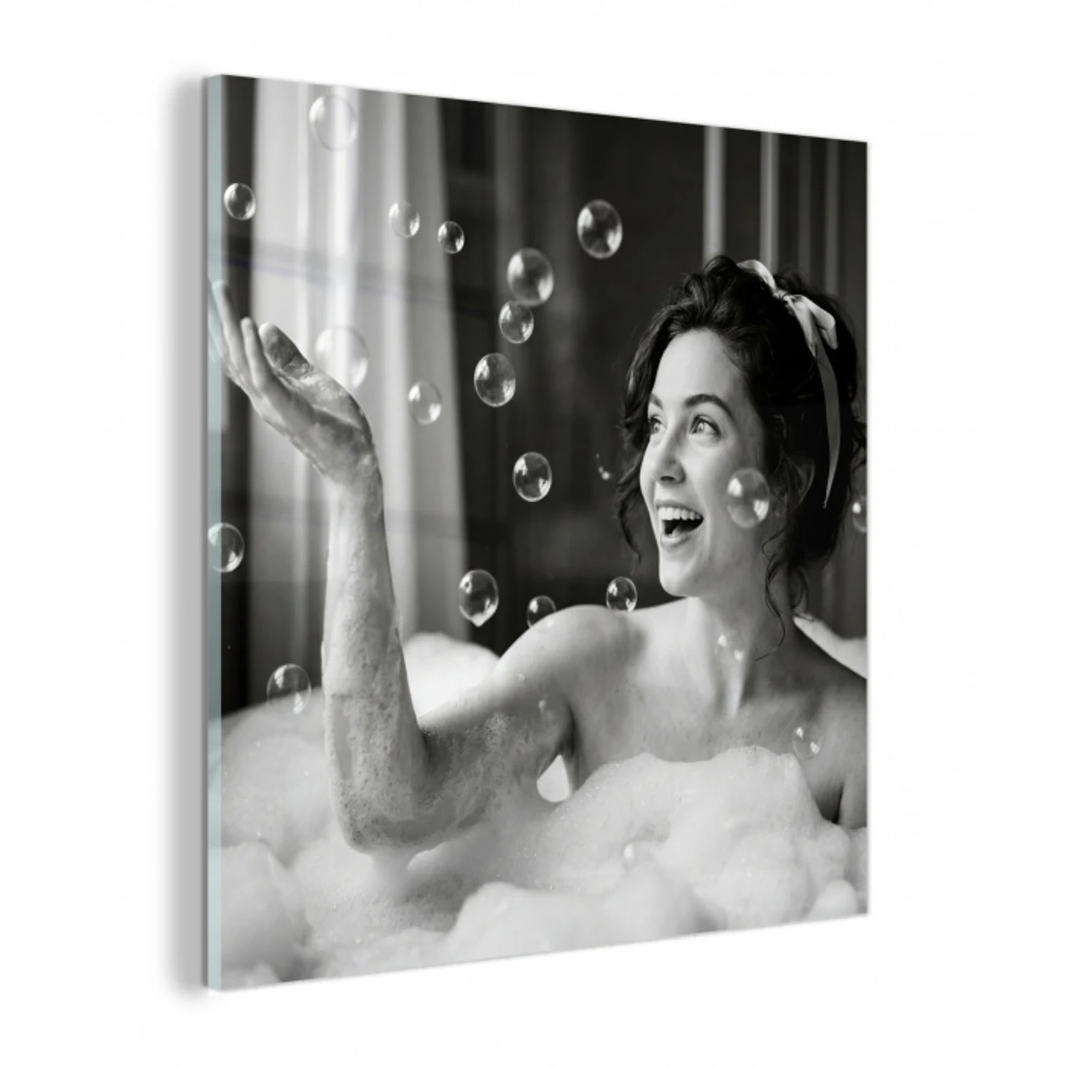 Bad - Bubbels - Zwart - Wit plexiglas 5mm klein -z3d