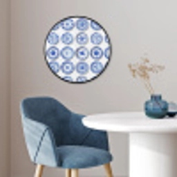 Borden - Bloemen - Patroon - Blauw Fotolijst rond zonder passe partout klein 856 -sfeer2